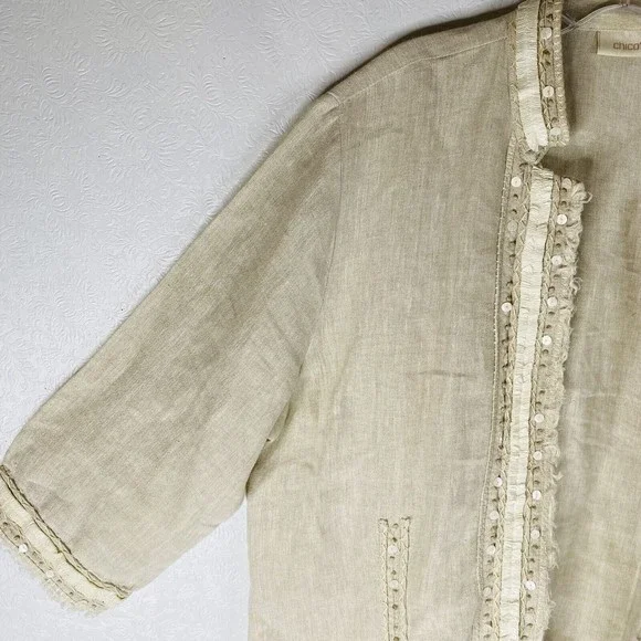 Chico’s Size 3 / XL Linen Blend Jacket - Picture 3 of 11